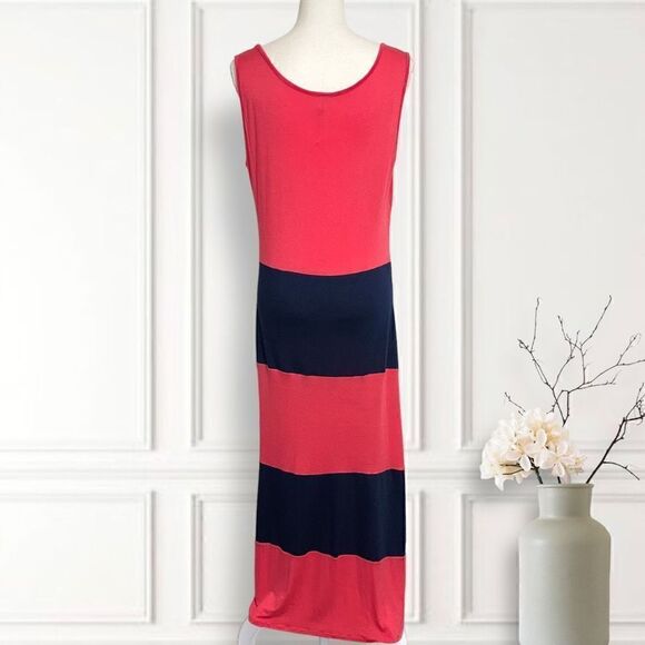 Andrea Orange & Navy Blue Maxi Tank Dress Sz XL - Picture 3 of 7